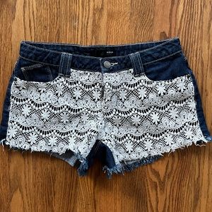 AQUA lace jean shorts